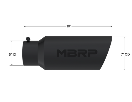 MBRP Exhaust Tip 5-Inch Inlet 7-Inch Outlet Rolled End Black Coated Universal Fit