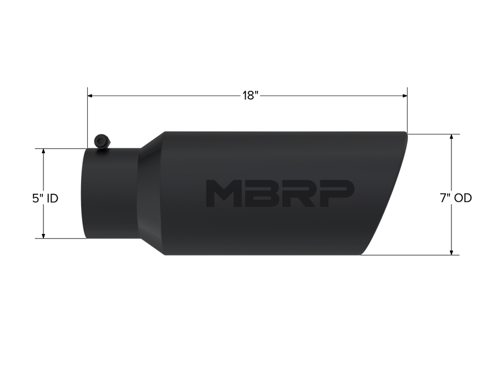 MBRP Exhaust Tip 5-Inch Inlet 7-Inch Outlet Rolled End Black Coated Universal Fit