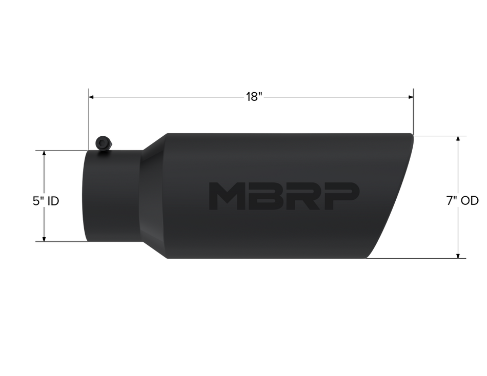 MBRP Exhaust Tip 5-Inch Inlet 7-Inch Outlet Rolled End Black Coated Universal Fit