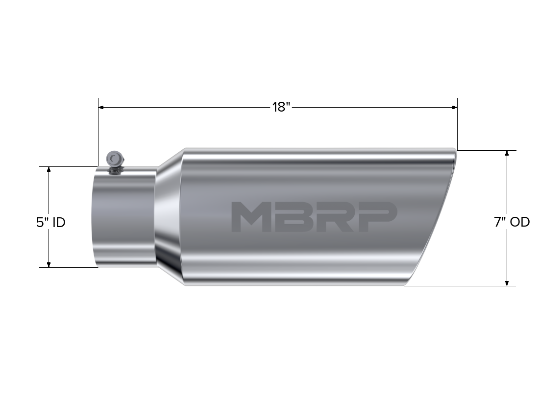 MBRP Exhaust Tip 5-Inch Inlet 7-Inch Outlet Rolled End T304 Stainless Steel Universal Fit