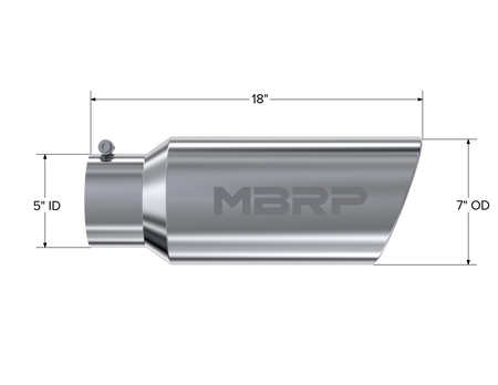 MBRP Exhaust Tip 5-Inch Inlet 7-Inch Outlet Rolled End T304 Stainless Steel Universal Fit