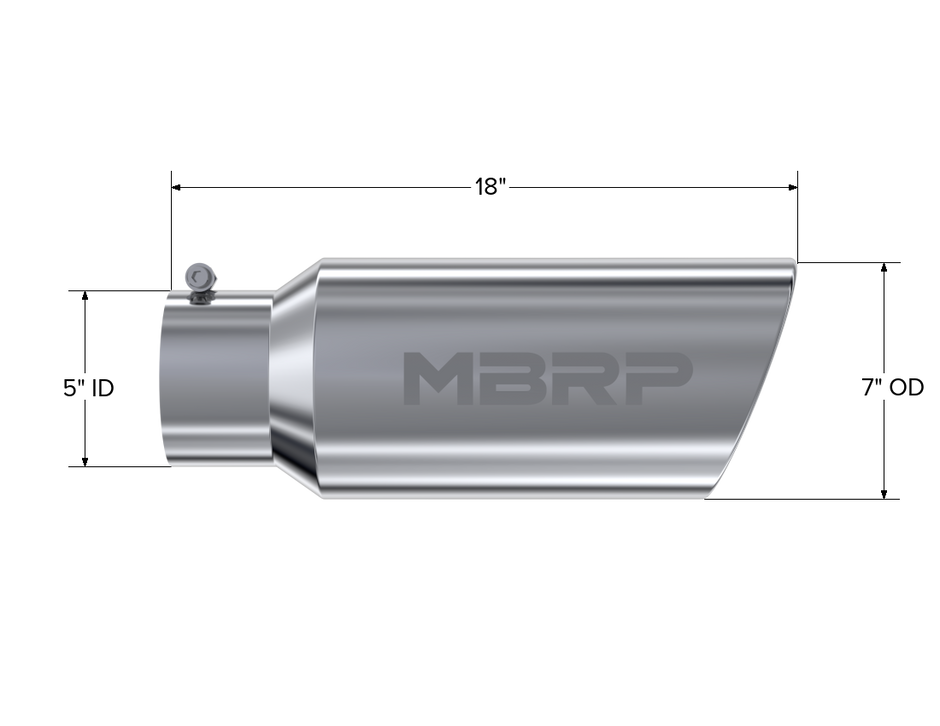 MBRP Exhaust Tip 5-Inch Inlet 7-Inch Outlet Rolled End T304 Stainless Steel Universal Fit