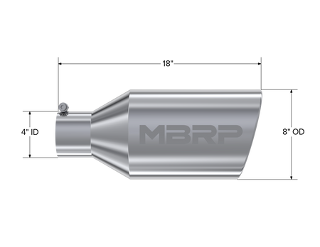 MBRP Exhaust Tip 4-Inch Inlet 8-Inch Outlet Rolled End T304 Stainless Steel Universal Fit