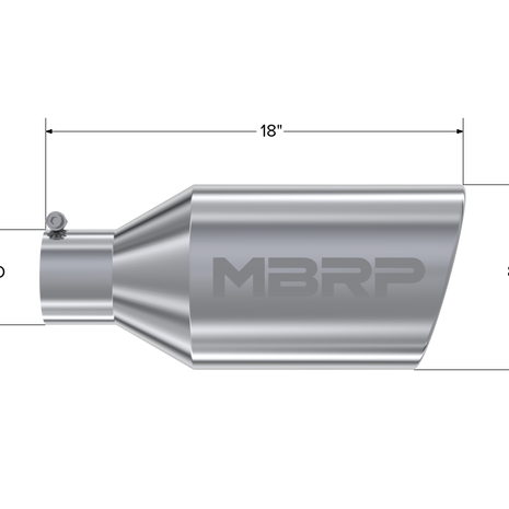 MBRP Exhaust Tip 4-Inch Inlet 8-Inch Outlet Rolled End T304 Stainless Steel Universal Fit