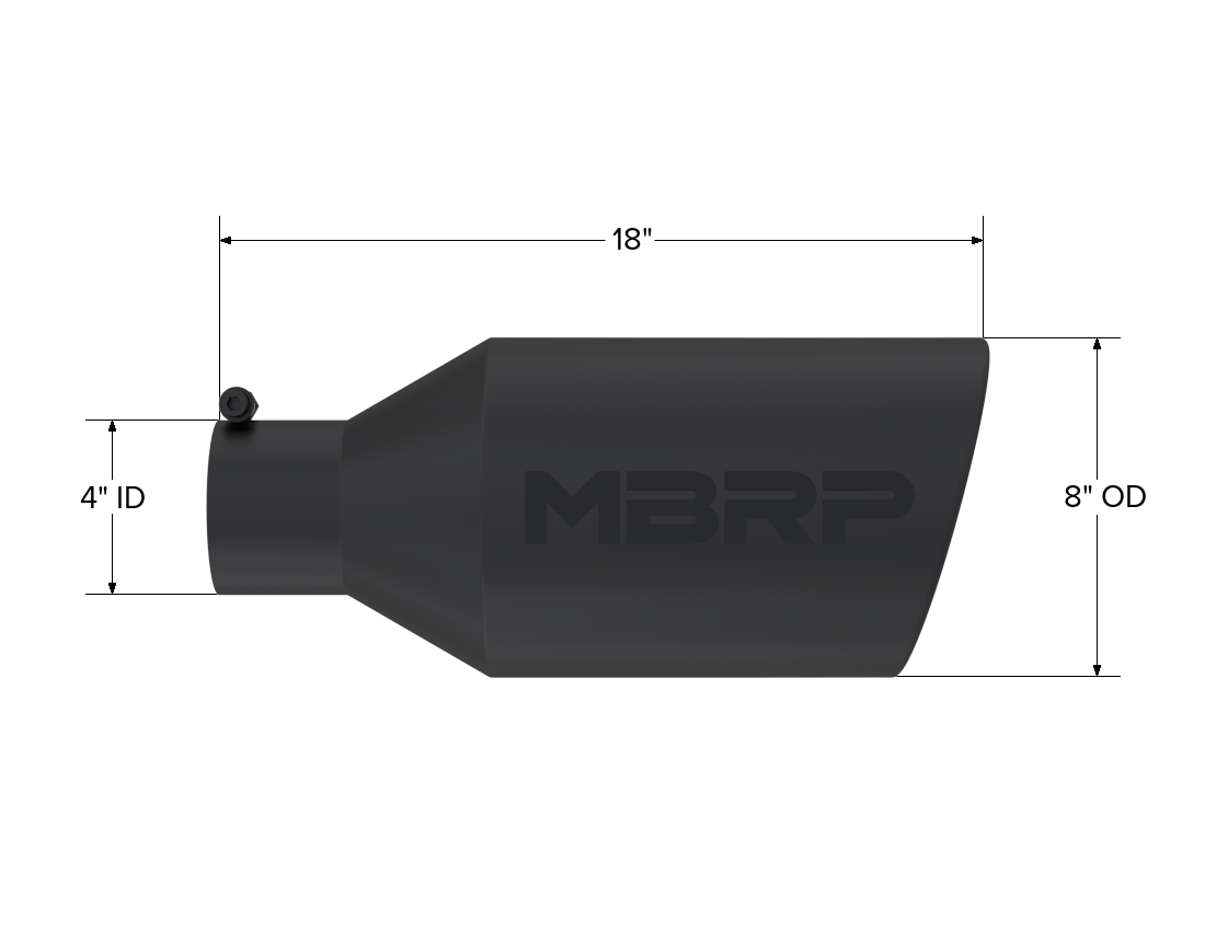 MBRP Exhaust Tip 4-Inch Inlet 8-Inch Outlet Rolled End Black Coated Universal Fit