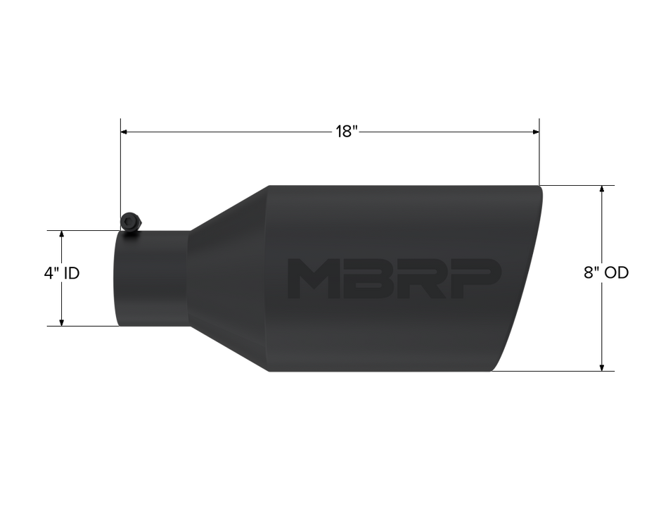 MBRP Exhaust Tip 4-Inch Inlet 8-Inch Outlet Rolled End Black Coated Universal Fit