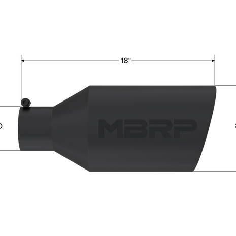 MBRP Exhaust Tip 4-Inch Inlet 8-Inch Outlet Rolled End Black Coated Universal Fit