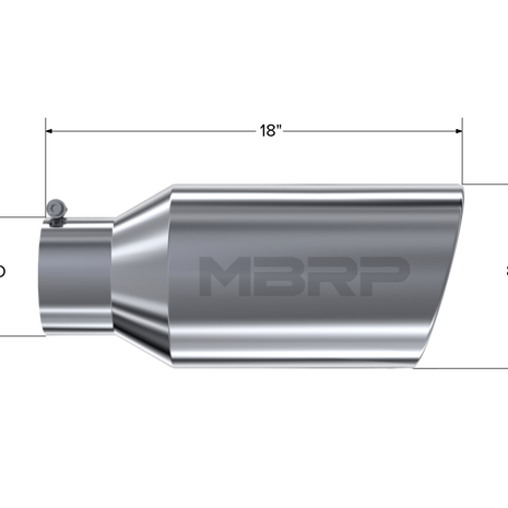 MBRP Exhaust Tip 5-Inch Inlet 8-Inch Outlet Rolled End T304 Stainless Steel Universal Fit