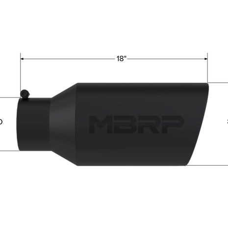 MBRP Exhaust Tip 5-Inch Inlet 6-Inch Outlet Rolled End Universal Fit Armor Black Exhaust Tip 8 Inch O.D. Rolled End 5 Inch Inlet 18 Inch Length Black