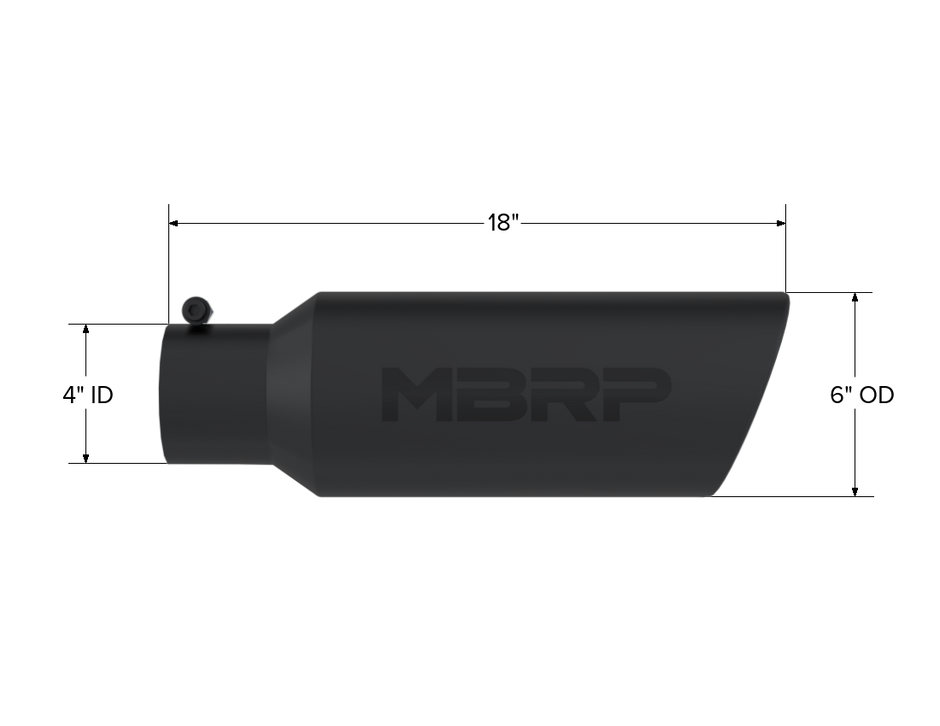 MBRP Exhaust Tip 4-Inch Inlet 6-Inch Outlet Rolled End Black Coated Universal Fit