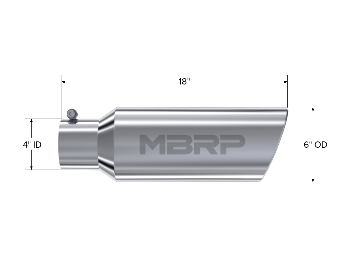 MBRP Exhaust Tip 4-Inch Inlet 6-Inch Outlet Rolled End T304 Stainless Steel Universal Fit