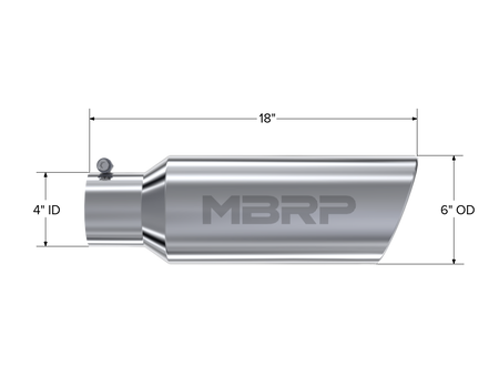 MBRP Exhaust Tip 4-Inch Inlet 6-Inch Outlet Rolled End T304 Stainless Steel Universal Fit