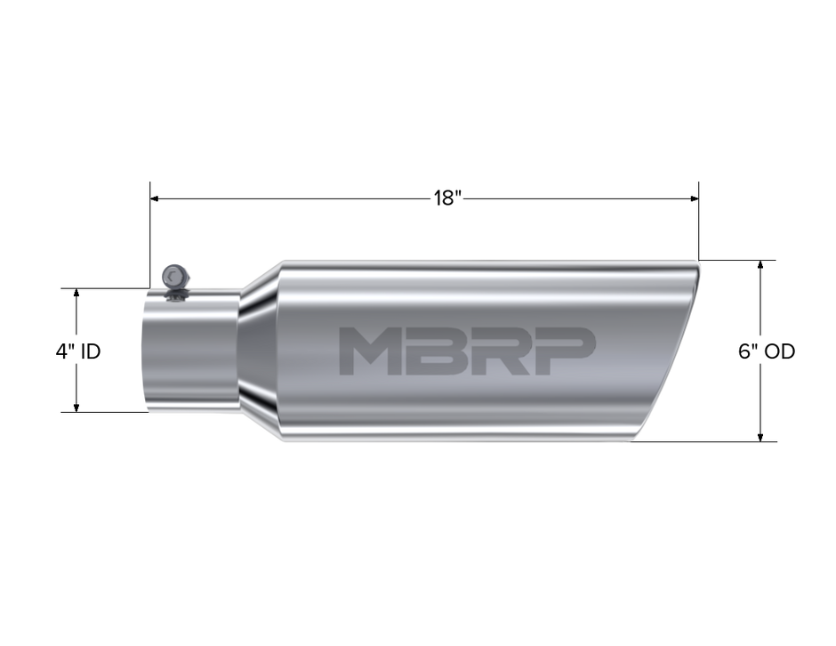 MBRP Exhaust Tip 4-Inch Inlet 6-Inch Outlet Rolled End T304 Stainless Steel Universal Fit