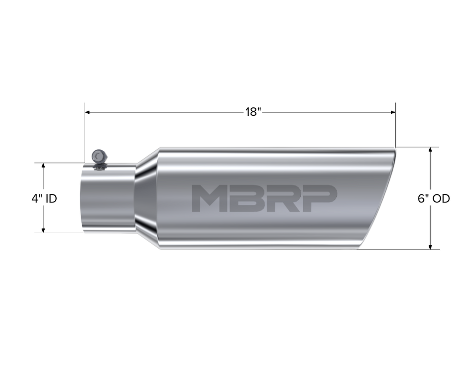 MBRP Exhaust Tip 4-Inch Inlet 6-Inch Outlet Rolled End T304 Stainless Steel Universal Fit