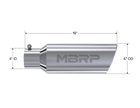 MBRP Exhaust Tip 4-Inch Inlet 6-Inch Outlet Rolled End T304 Stainless Steel Universal Fit
