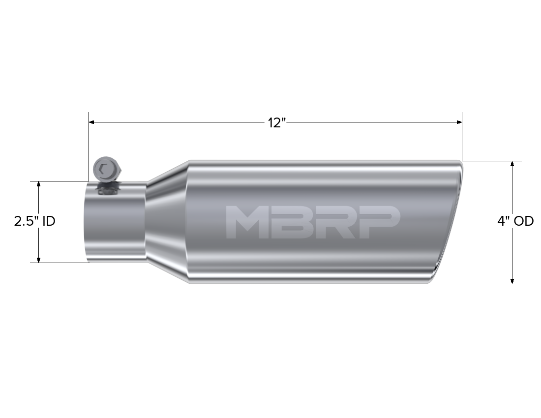 MBRP Exhaust Tip 2.5-Inch Inlet 4-Inch Outlet Rolled End T304 Stainless Steel Universal Fit