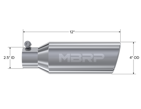 MBRP Exhaust Tip 2.5-Inch Inlet 4-Inch Outlet Rolled End T304 Stainless Steel Universal Fit