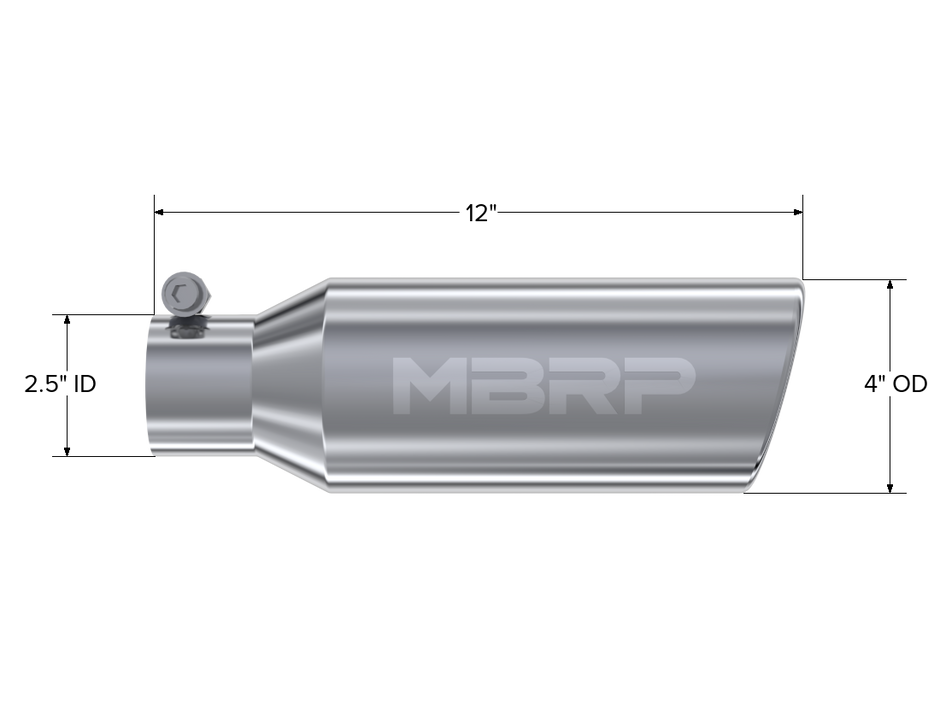MBRP Exhaust Tip 2.5-Inch Inlet 4-Inch Outlet Rolled End T304 Stainless Steel Universal Fit
