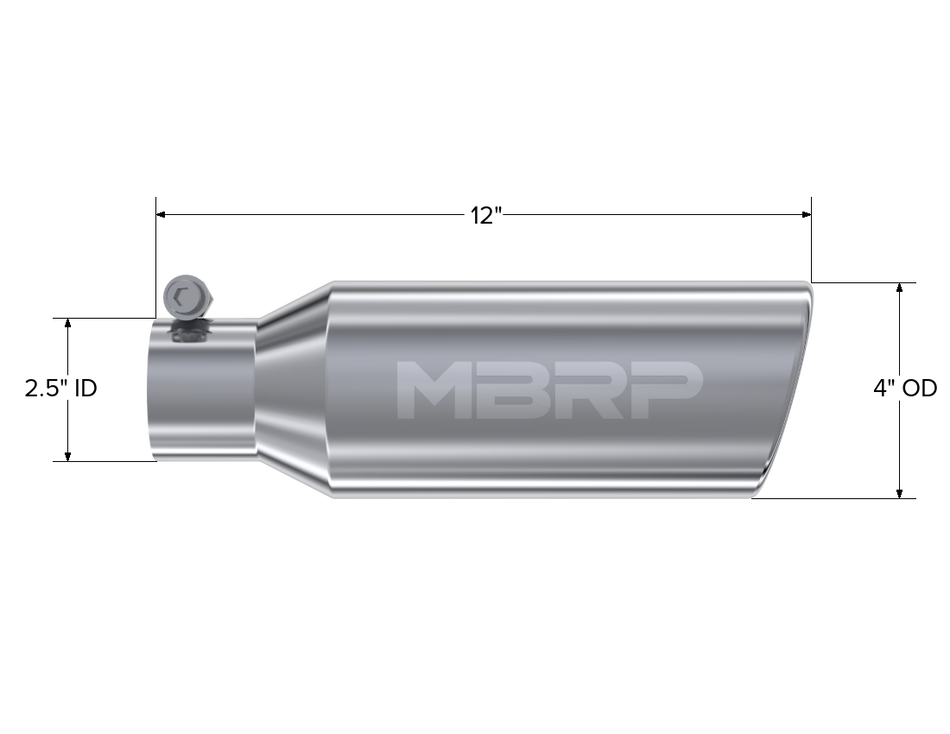 MBRP Exhaust Tip 2.5-Inch Inlet 4-Inch Outlet Rolled End T304 Stainless Steel Universal Fit