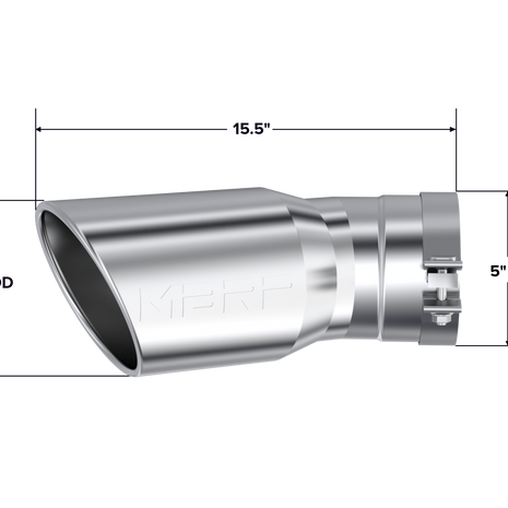 MBRP Exhaust Tip 5-Inch Inlet 6-Inch Outlet Rolled End T304 Stainless Steel 2015-2025 Chevy Silverado 2500 HD/3500 HD; 2015-2025 GMC Sierra 2500 HD/3500 HD