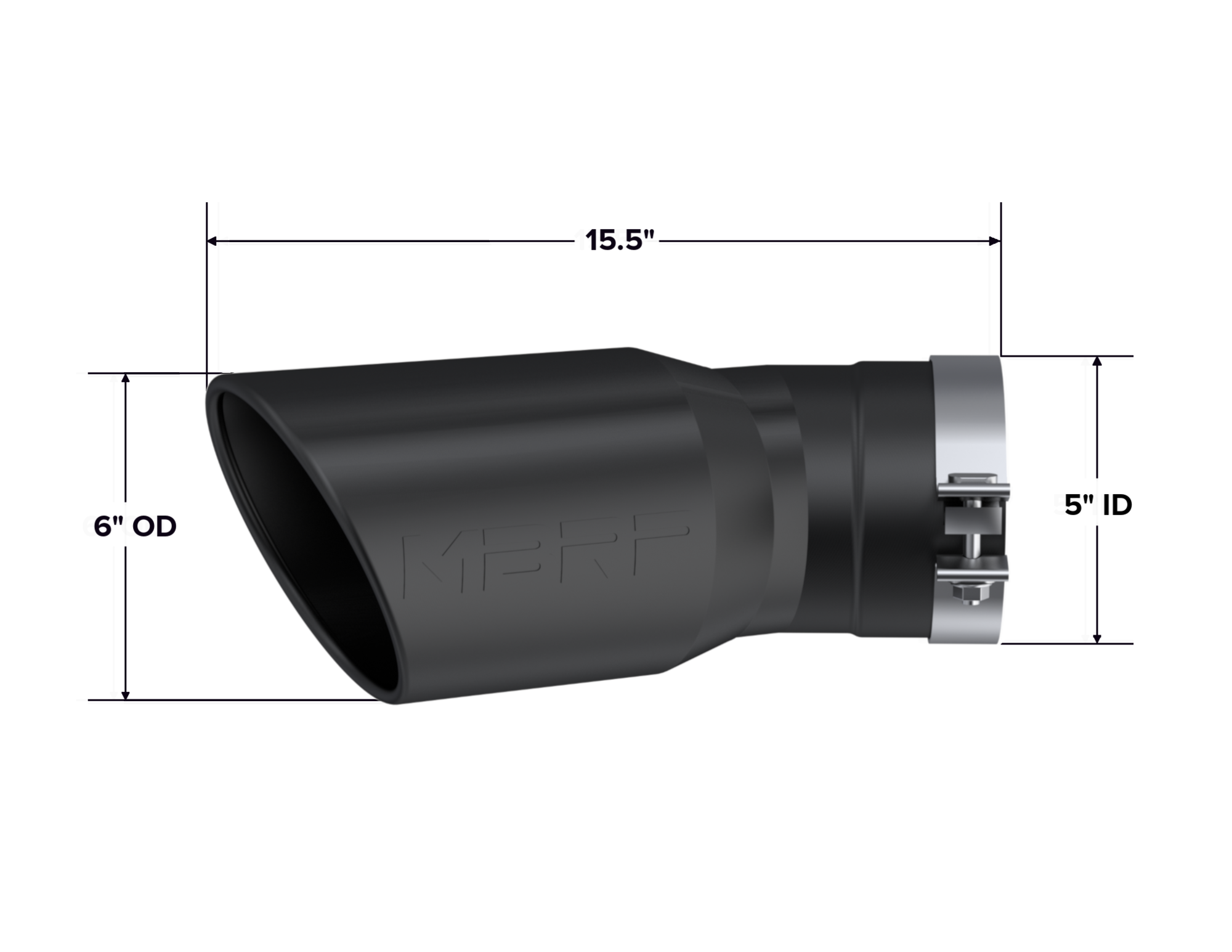 MBRP Exhaust Tip 5-Inch Inlet 6-Inch Outlet Rolled End 2015-2025 Chevy Silverado 2500 HD/3500 HD; 2015-2025 GMC Sierra 2500 HD/3500 HD