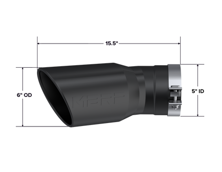 MBRP Exhaust Tip 5-Inch Inlet 6-Inch Outlet Rolled End 2015-2025 Chevy Silverado 2500 HD/3500 HD; 2015-2025 GMC Sierra 2500 HD/3500 HD