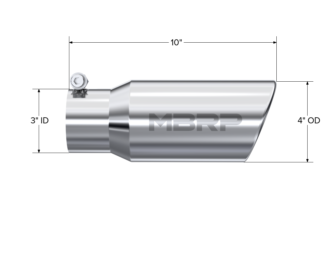 MBRP Exhaust Tip 3-Inch Inlet 4-Inch Outlet Rolled End T304 Stainless Steel Universal Fit