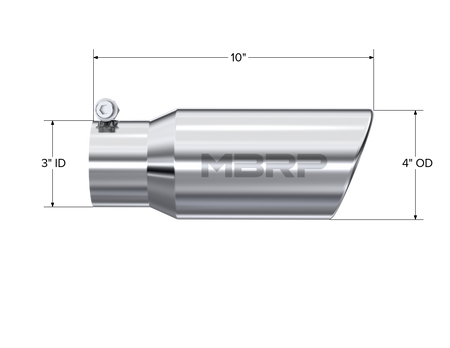 MBRP Exhaust Tip 3-Inch Inlet 4-Inch Outlet Rolled End T304 Stainless Steel Universal Fit