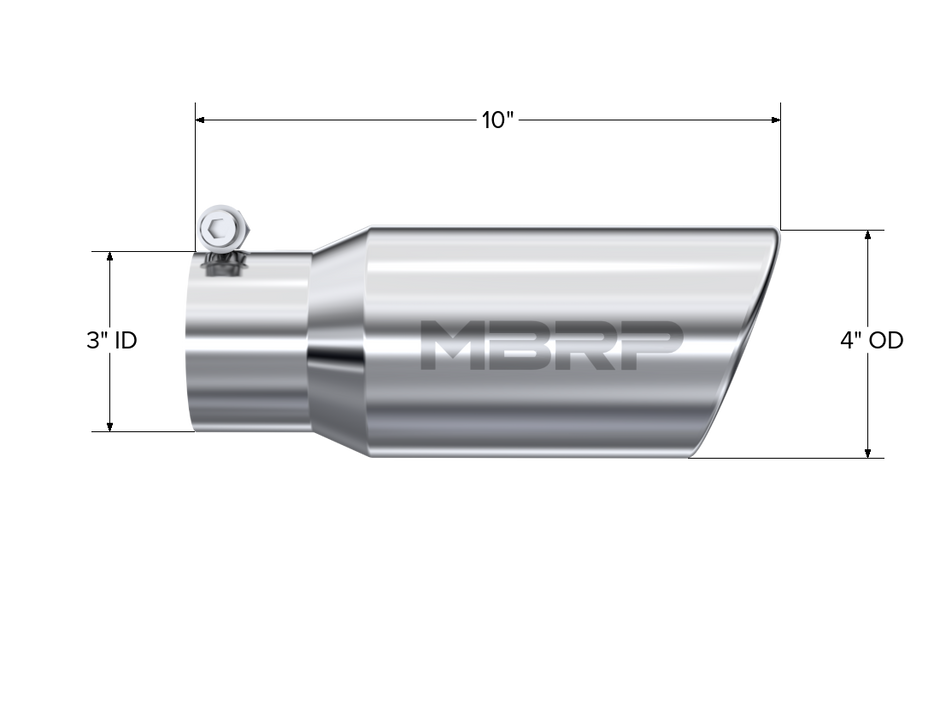 MBRP Exhaust Tip 3-Inch Inlet 4-Inch Outlet Rolled End T304 Stainless Steel Universal Fit