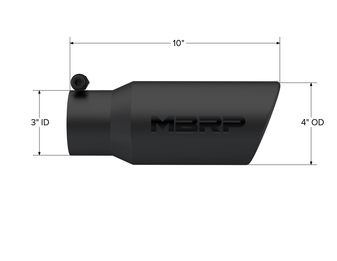 MBRP Exhaust Tip 3-Inch Inlet 4-Inch Outlet T304 Stainless Steel Universal Fit Armor Black Black Series