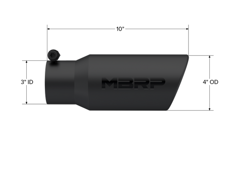 MBRP Exhaust Tip 3-Inch Inlet 4-Inch Outlet T304 Stainless Steel Universal Fit Armor Black Black Series