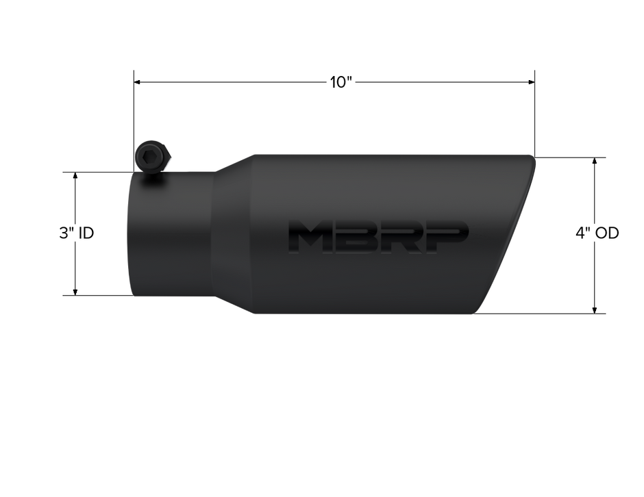 MBRP Exhaust Tip 3-Inch Inlet 4-Inch Outlet T304 Stainless Steel Universal Fit Armor Black Black Series