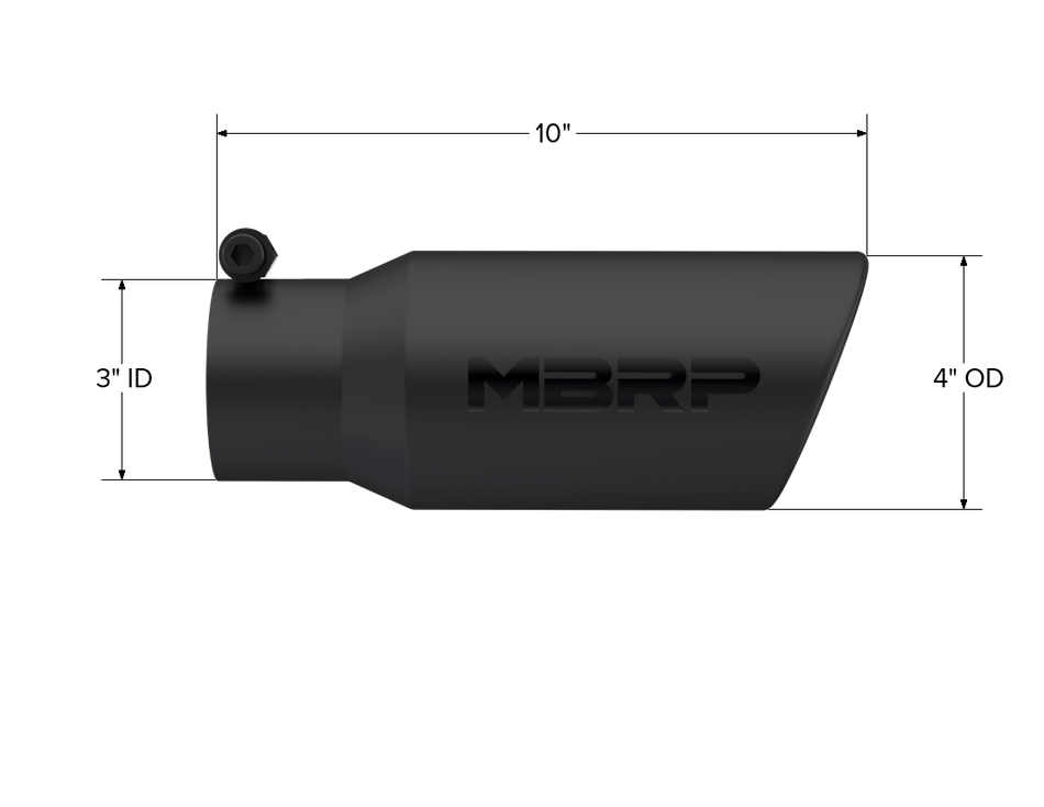 MBRP Exhaust Tip 3-Inch Inlet 4-Inch Outlet T304 Stainless Steel Universal Fit Armor Black Black Series