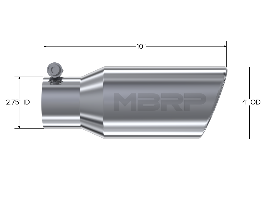 MBRP Exhaust Tip 2.75-Inch Inlet 4-Inch Outlet Rolled End T304 Stainless Steel Universal Fit