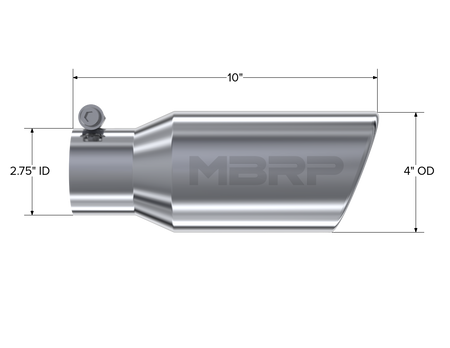MBRP Exhaust Tip 2.75-Inch Inlet 4-Inch Outlet Rolled End T304 Stainless Steel Universal Fit