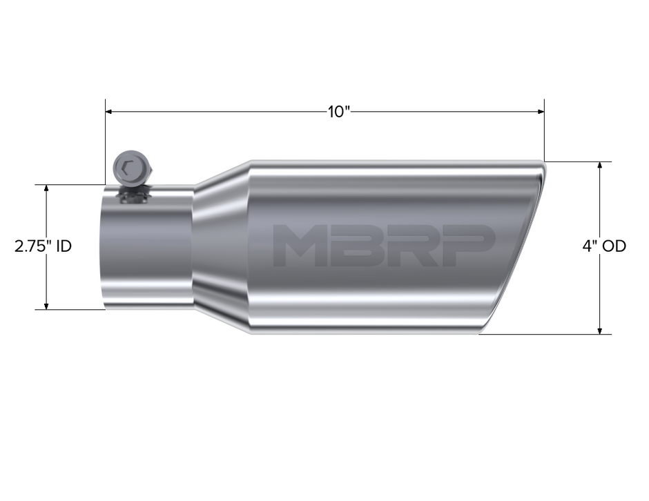 MBRP Exhaust Tip 2.75-Inch Inlet 4-Inch Outlet Rolled End T304 Stainless Steel Universal Fit