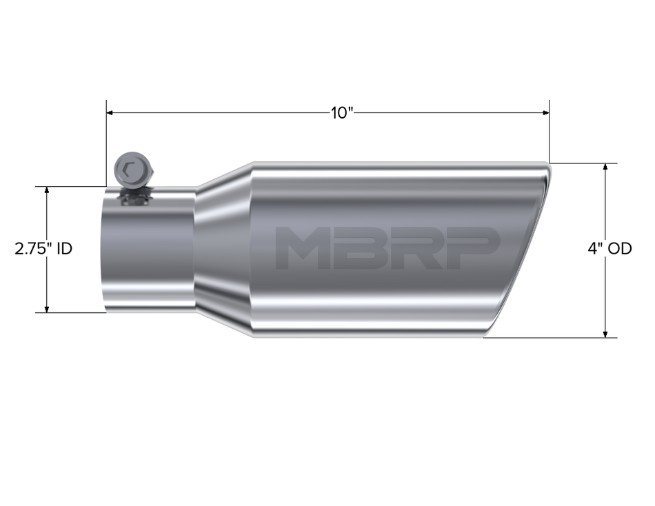 MBRP Exhaust Tip 2.75-Inch Inlet 4-Inch Outlet Rolled End T304 Stainless Steel Universal Fit