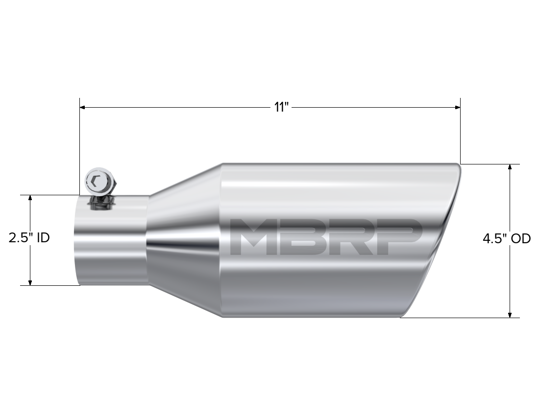 MBRP Exhaust Tip 2.5-Inch Inlet 4.5-Inch Outlet Single Wall Rolled End T304 Stainless Steel Universal Fit