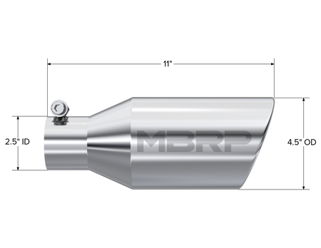 MBRP Exhaust Tip 2.5-Inch Inlet 4.5-Inch Outlet Single Wall Rolled End T304 Stainless Steel Universal Fit