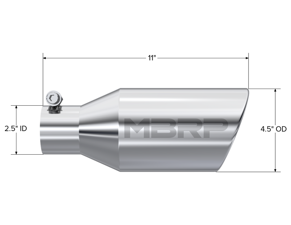 MBRP Exhaust Tip 2.5-Inch Inlet 4.5-Inch Outlet Single Wall Rolled End T304 Stainless Steel Universal Fit