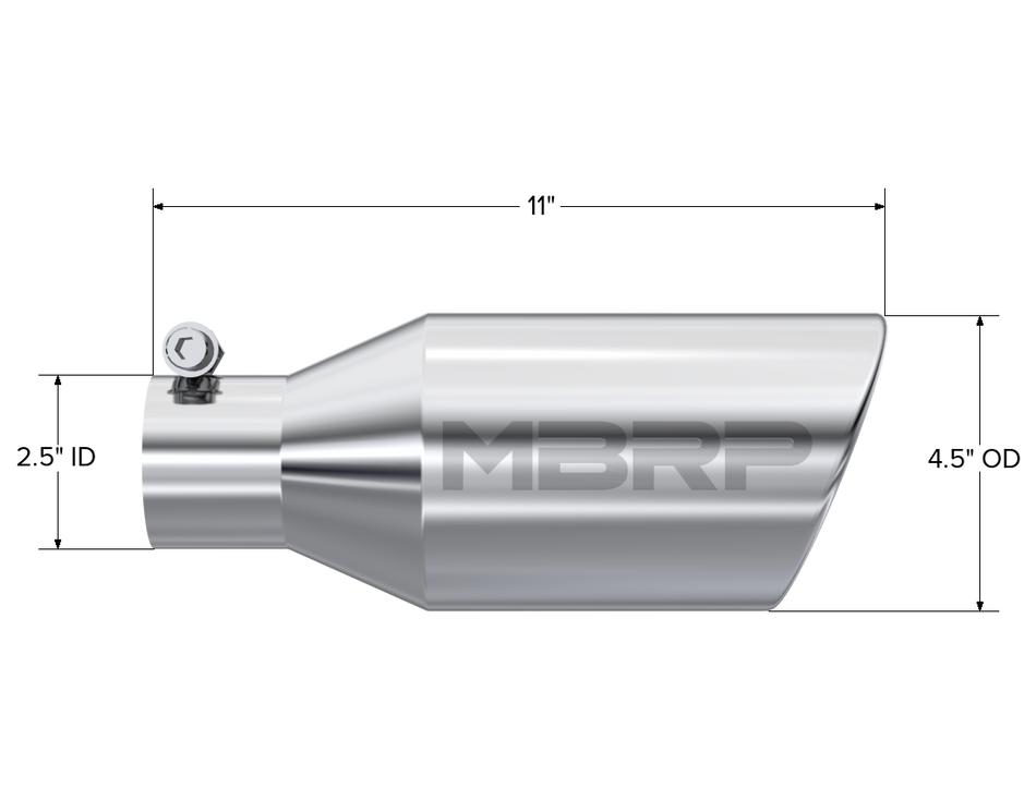 MBRP Exhaust Tip 2.5-Inch Inlet 4.5-Inch Outlet Single Wall Rolled End T304 Stainless Steel Universal Fit