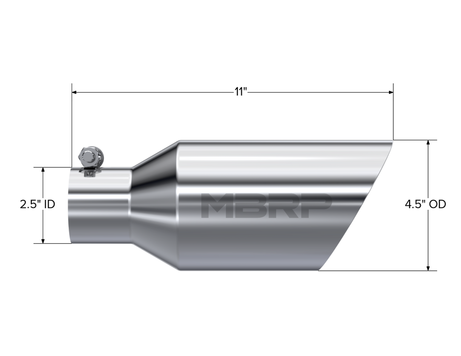 MBRP Exhaust Tip 2.5-Inch Inlet 4.5-Inch Outlet Dual Wall Rolled End T304 Stainless Steel Universal Fit