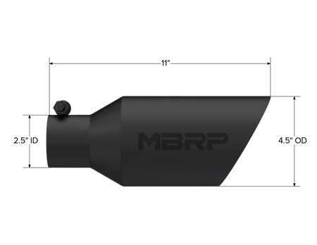MBRP Exhaust Tip 2.5-Inch Inlet 4.5-Inch Outlet Dual Wall Rolled End Black Coated Universal Fit