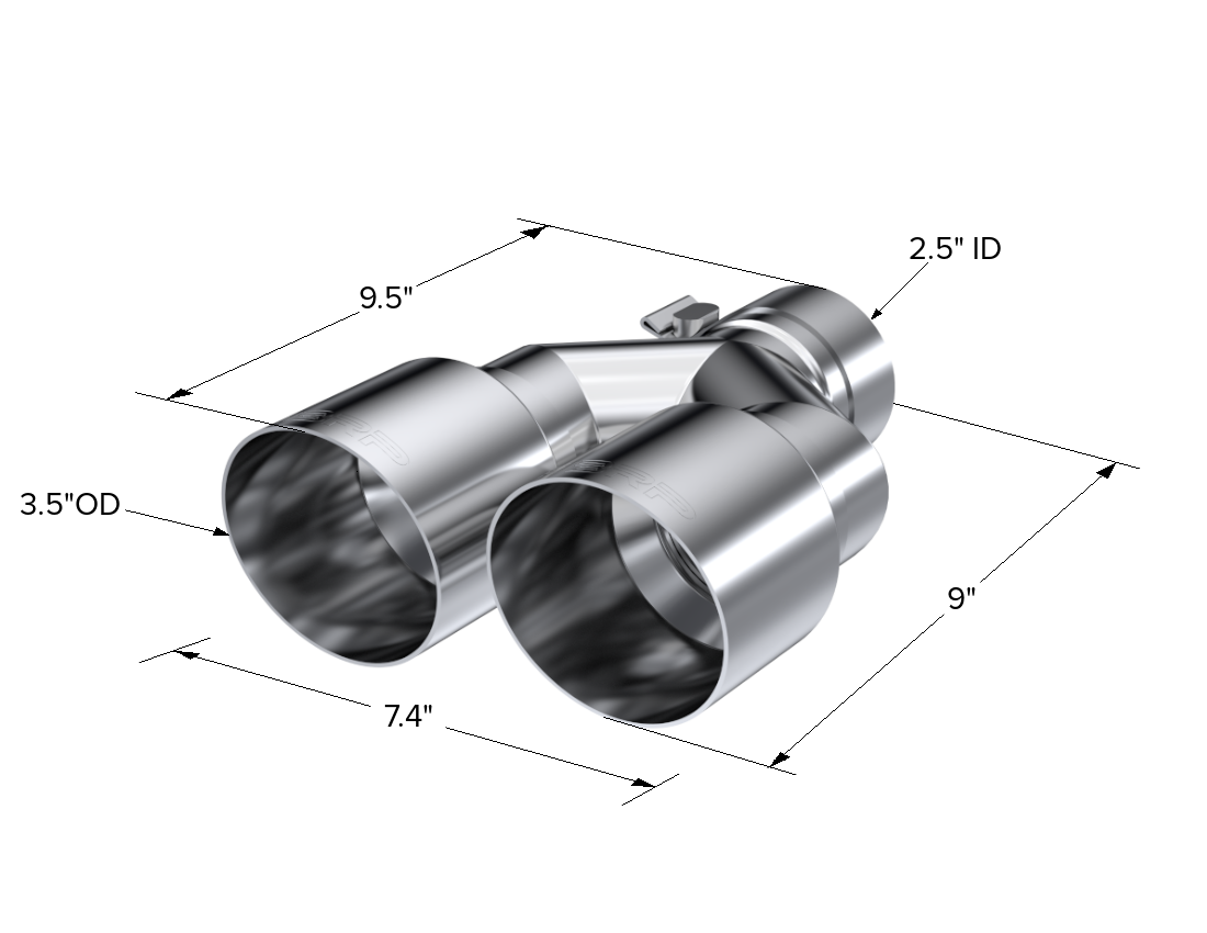MBRP Exhaust Tip 2.5-Inch Inlet 3.5-Inch Outlet 9.5-Inch Length Single Wall T304 Stainless Steel Universal Fit