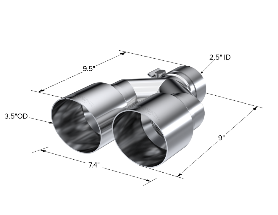 MBRP Exhaust Tip 2.5-Inch Inlet 3.5-Inch Outlet 9.5-Inch Length Single Wall T304 Stainless Steel Universal Fit