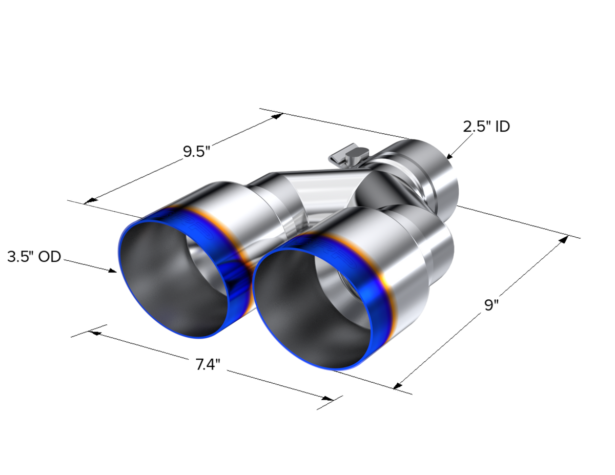MBRP Exhaust Tip 2.5-Inch Inlet 3.5-Inch Outlet 9.5-Inch Length Single Wall Burnt End T304 Stainless Steel Universal Fit Left 9.5 Right 9