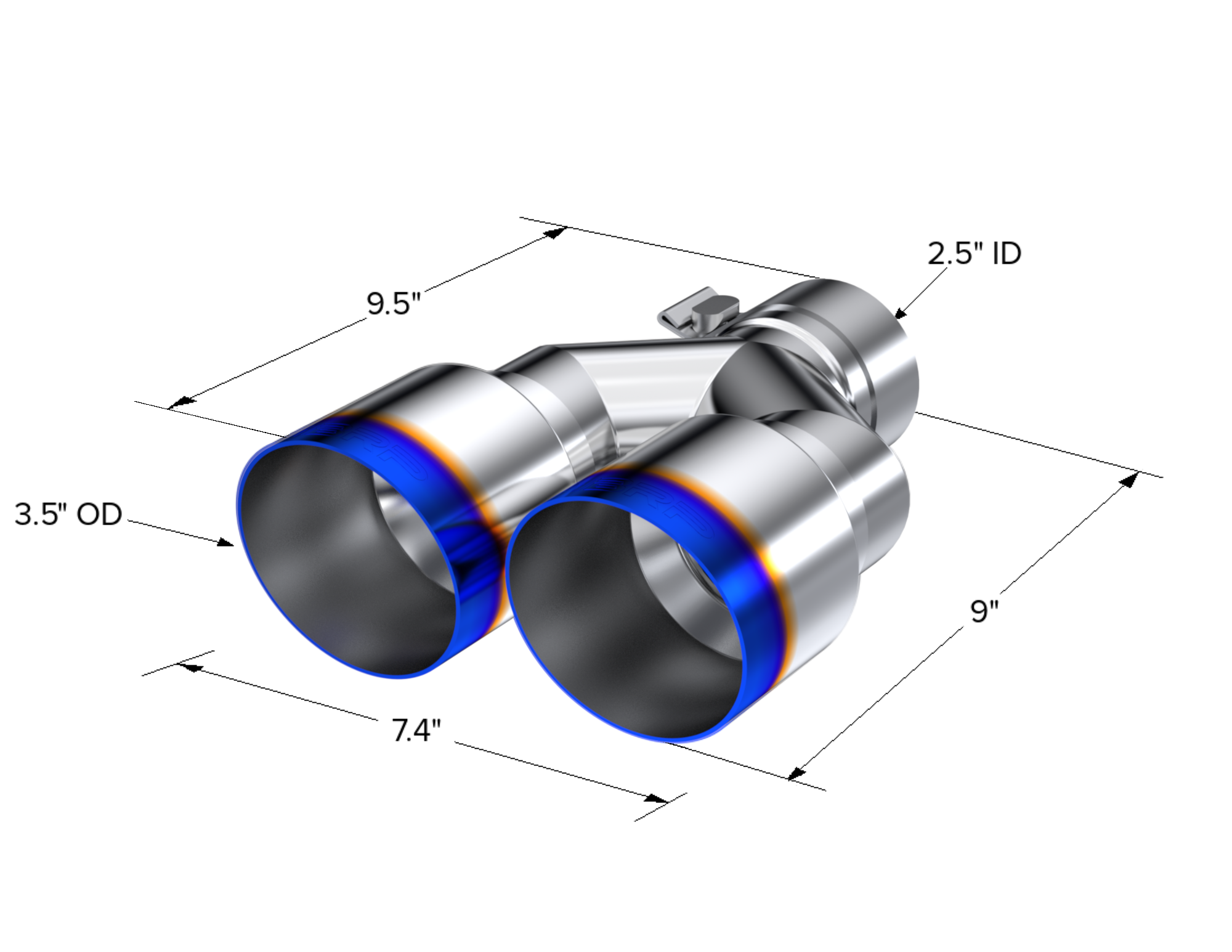 MBRP Exhaust Tip 2.5-Inch Inlet 3.5-Inch Outlet 9.5-Inch Length Single Wall Burnt End T304 Stainless Steel Universal Fit Left 9.5 Right 9