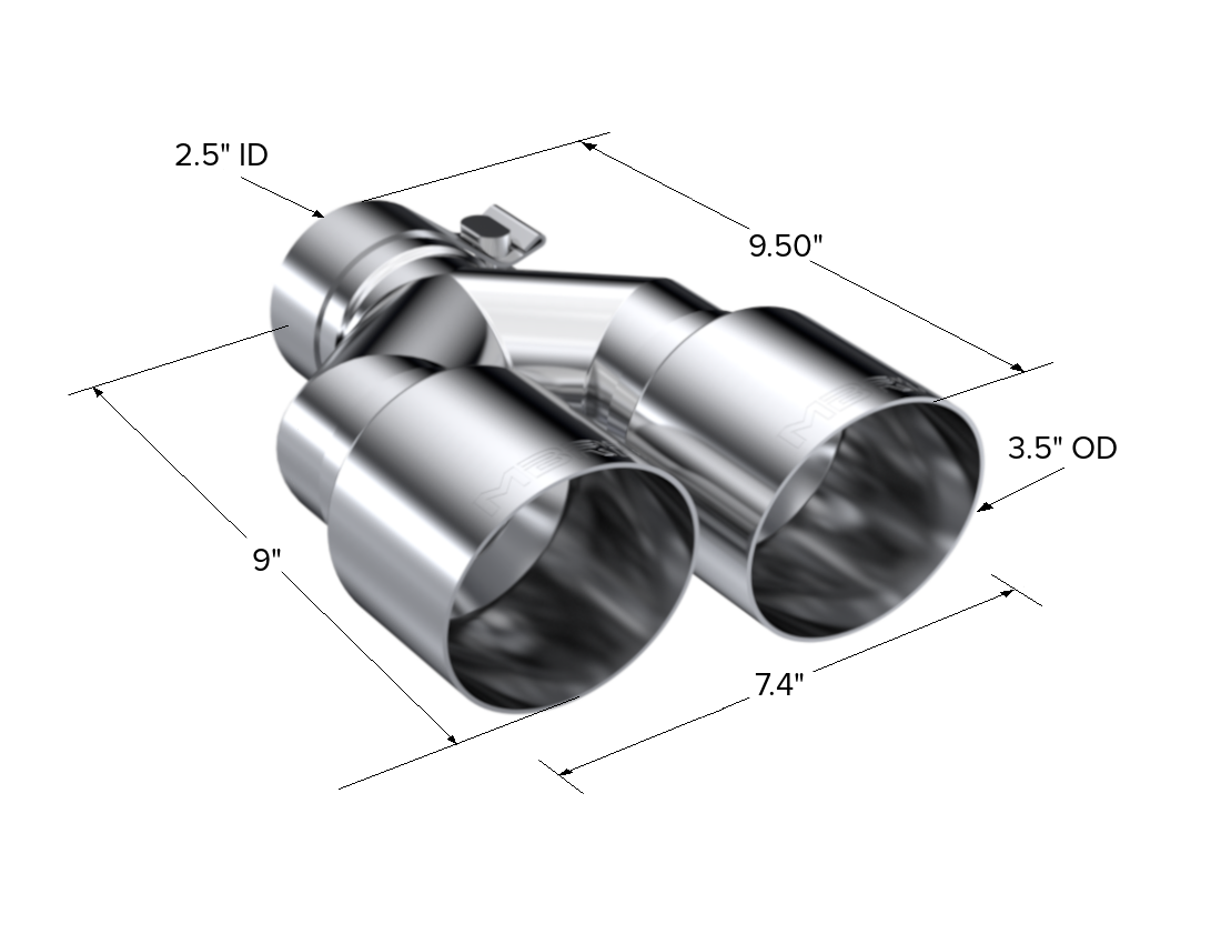 MBRP Exhaust Tip 2.5-Inch Inlet 3.5-Inch Outlet 9.5-Inch Length Dual Wall T304 Stainless Steel Universal Fit