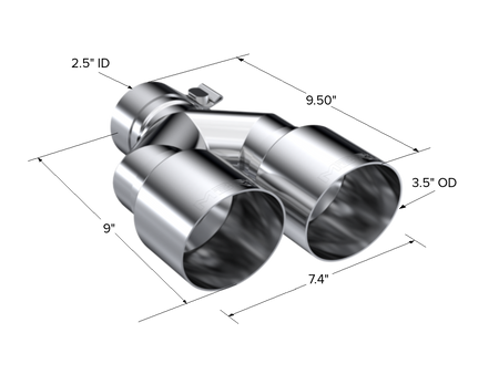 MBRP Exhaust Tip 2.5-Inch Inlet 3.5-Inch Outlet 9.5-Inch Length Dual Wall T304 Stainless Steel Universal Fit