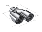 MBRP Exhaust Tip 2.5-Inch Inlet 3.5-Inch Outlet 9.5-Inch Length Dual Wall T304 Stainless Steel Universal Fit